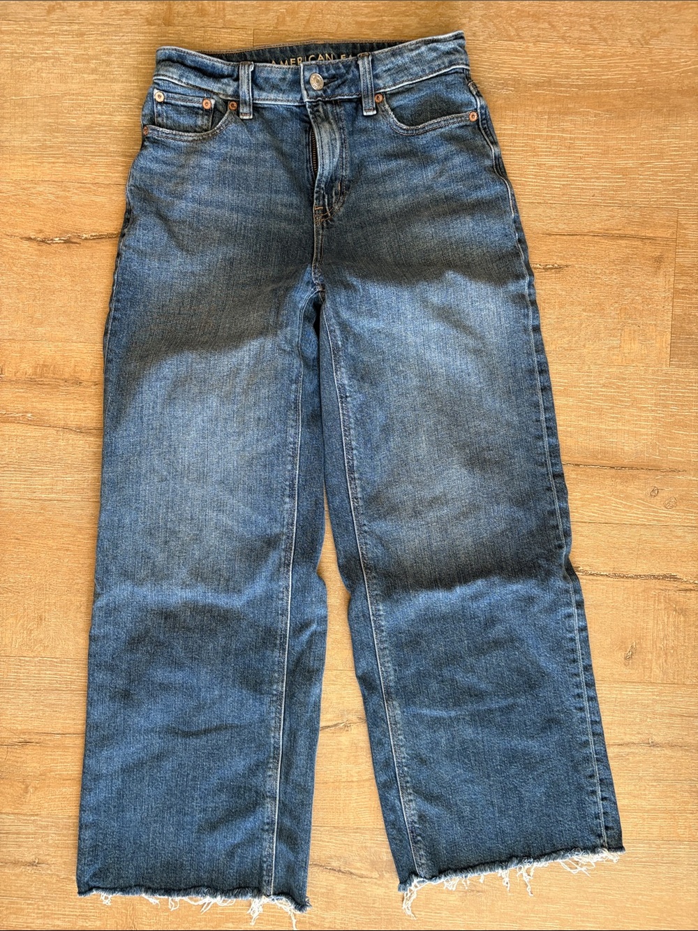 American Eagle Outfitters Women’s  Dark Blue Super High-Rise Baggy Wide Leg Jean